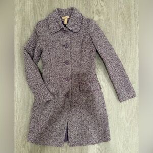 Forever 21 Purple Trench Coat Wool-Blend Tailored